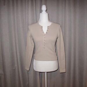 Abercrombie & Fitch Beige Long Sleeve Top